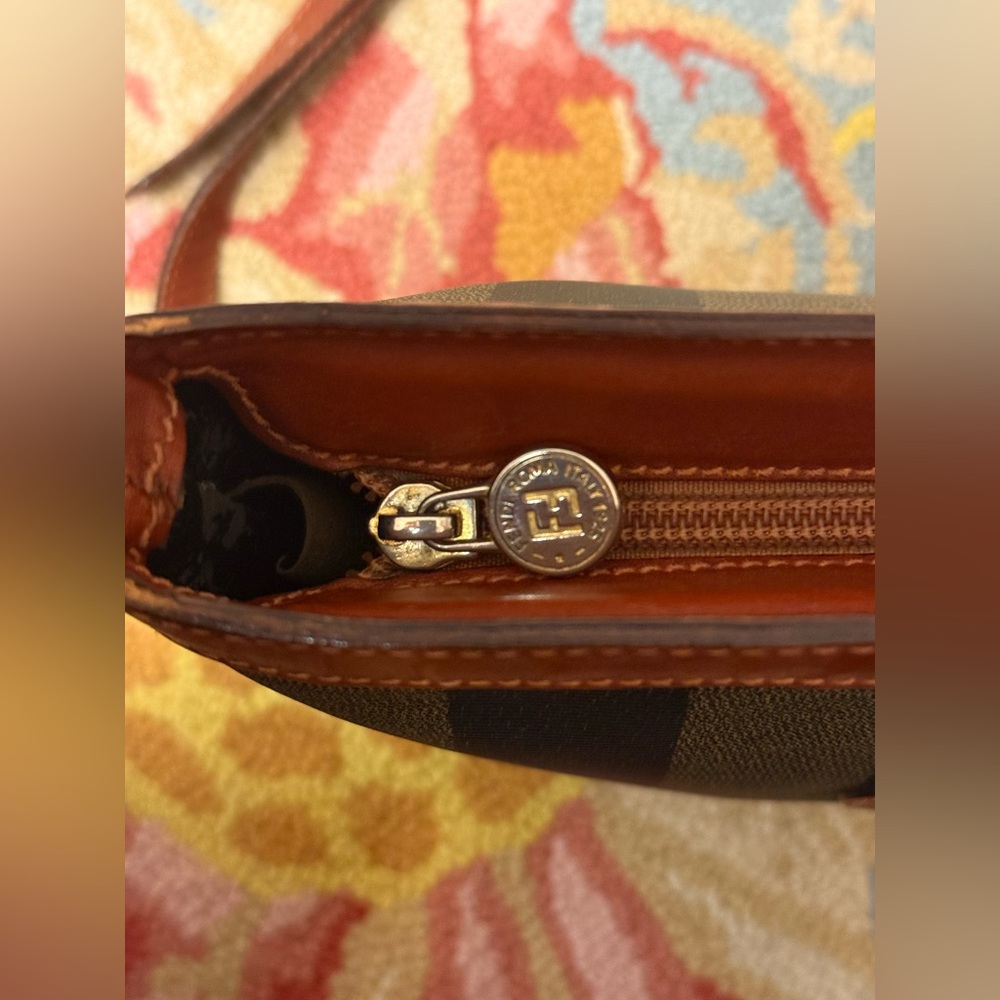 SOLD Vintage FENDI Pequin Coated Canvas Adjustable Strap Crossbody Striped Bag - Picture 12 of 16